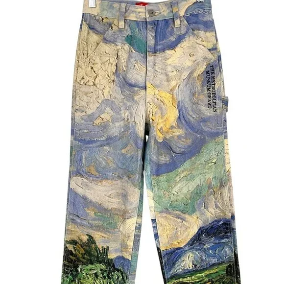 The Met x PacSun Van Gogh Wheat Field With Cypresses Carpenter Pants Size 24 - Picture 2 of 11